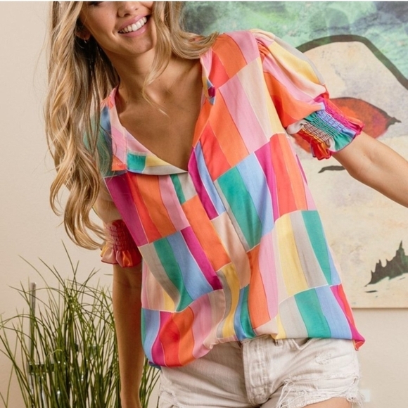 BiBi Multicolor Striped Blouse - Picture 4 of 11
